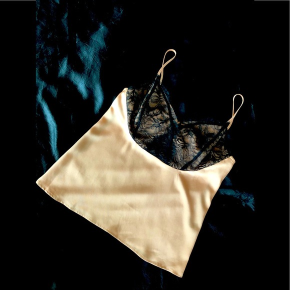 MARCIANO Silky & Lace Camisole Top in Black & Champagne colours - Picture 2 of 6